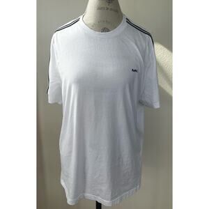 Michael Kors Men's T Shirt White with shoulder black stripes Size L
